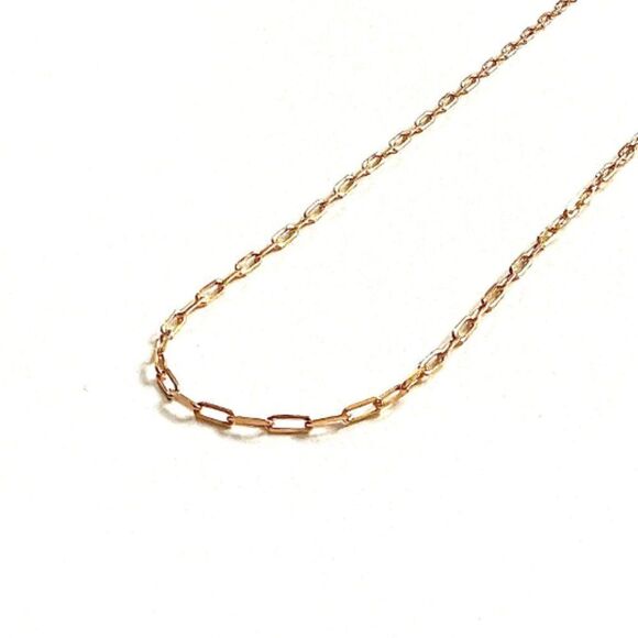 14k Solid Gold paperclip necklace | 1.5 mm paperclip chain | 16 inches long | - Picture 10 of 10